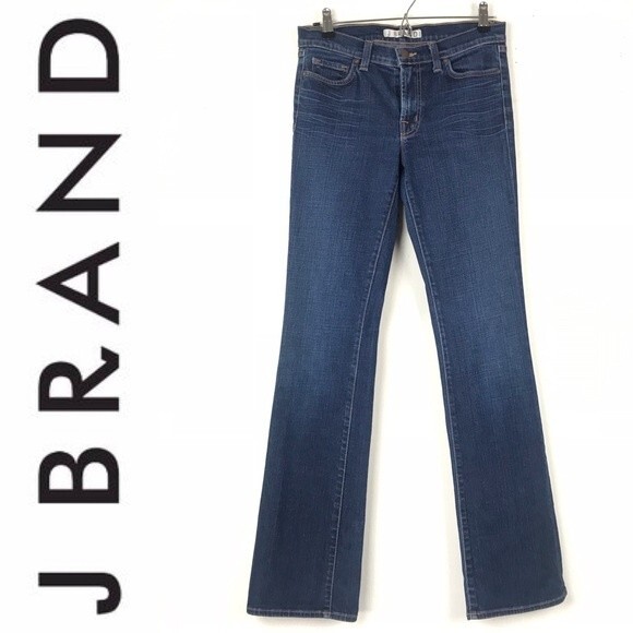 J Brand Dark Wash Straight Bootcut Jeans Size 28 Low Rise Y2K Denim - Picture 3 of 10